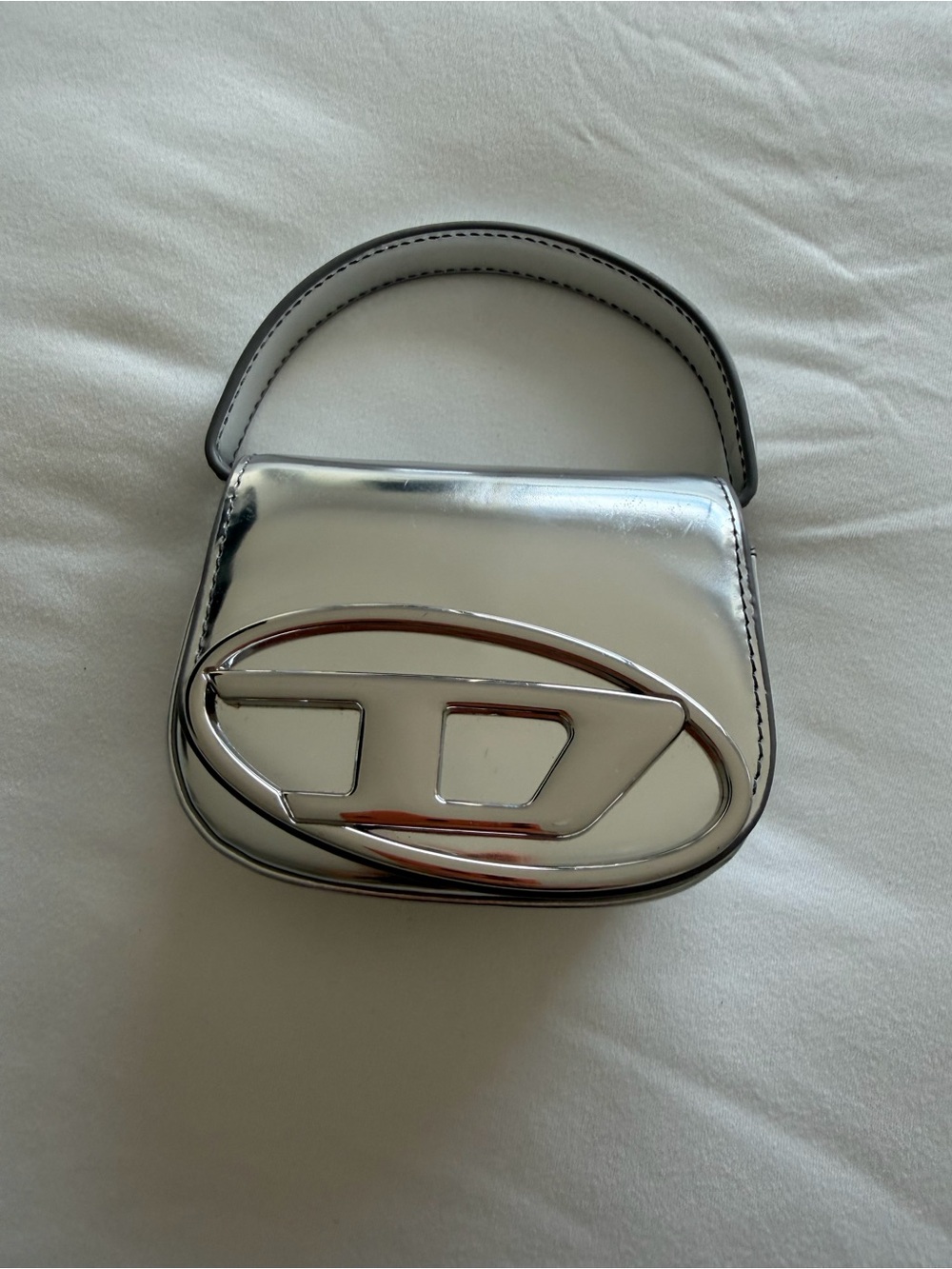 Silver Metallic Mini Top-Handle Bag
